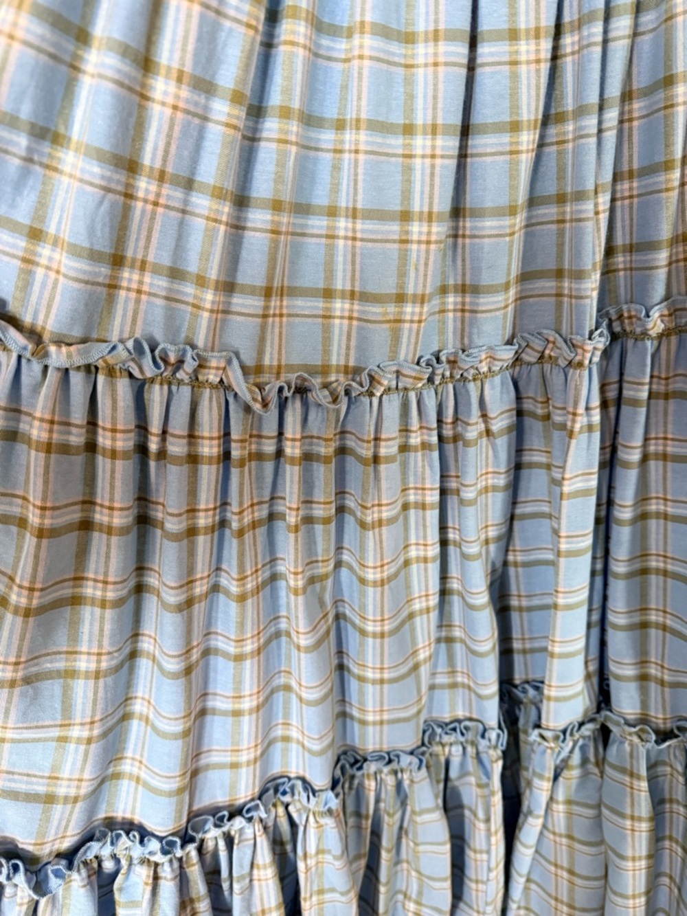 Ivy City Light Blue Plaid Tiered Maxi Dress - Picture 4 of 6